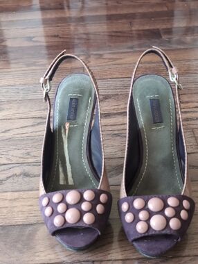 Kurt Geiger Purple And Pink Studded Peep-Toe Slingback Heels